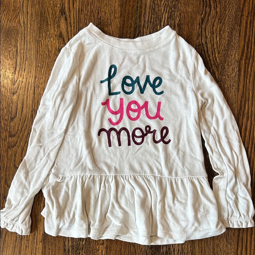 Cat & Jack White Long Sleeve Shirt with Colorful Love You More Design